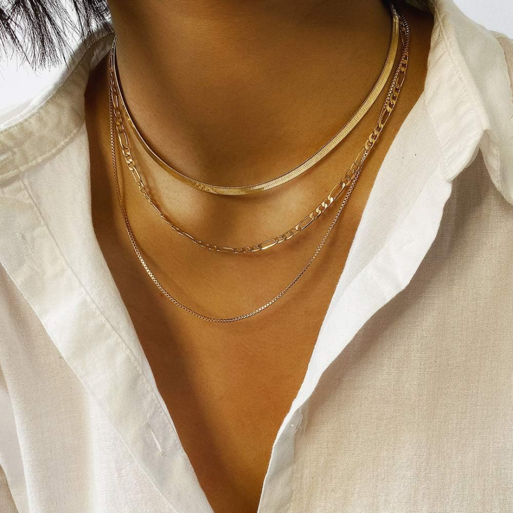 Women’s Layered Necklace – Boho Triple Chain Design