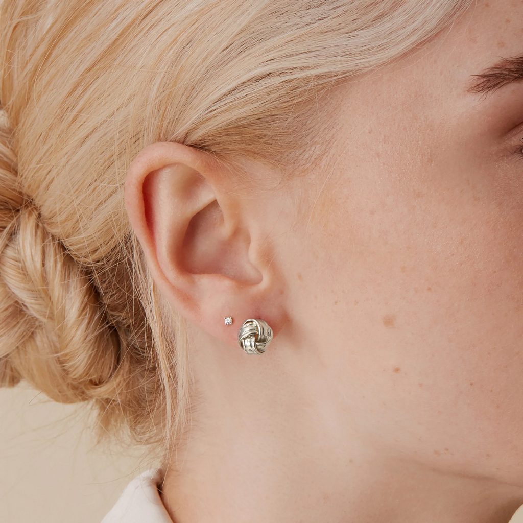 Women’s Love Knot Stud Earrings – Modern Minimalist Design
