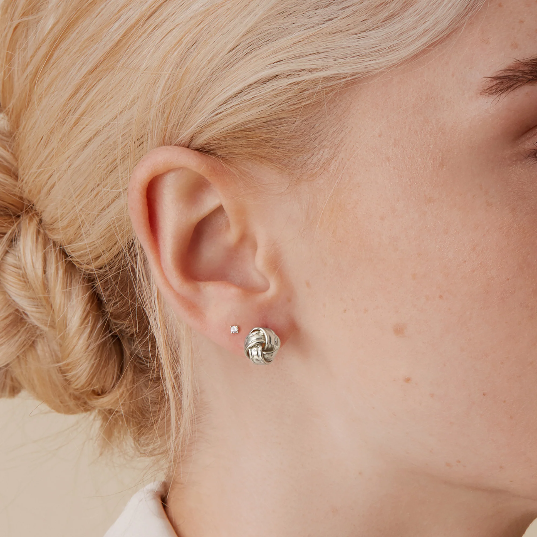 Women’s Love Knot Stud Earrings – Modern Minimalist Design